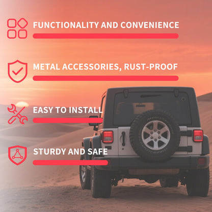 KLYONA for JK JKU Height-Adjustable Spare Tire Carrier Compatible with 2007 2008 2009 2010 2011 2012 2013 2014 2015 2016 2017 2018 Jeep Wrangler JK JKU Unlimted up to 37 Inches Spare Tire Lift Holder