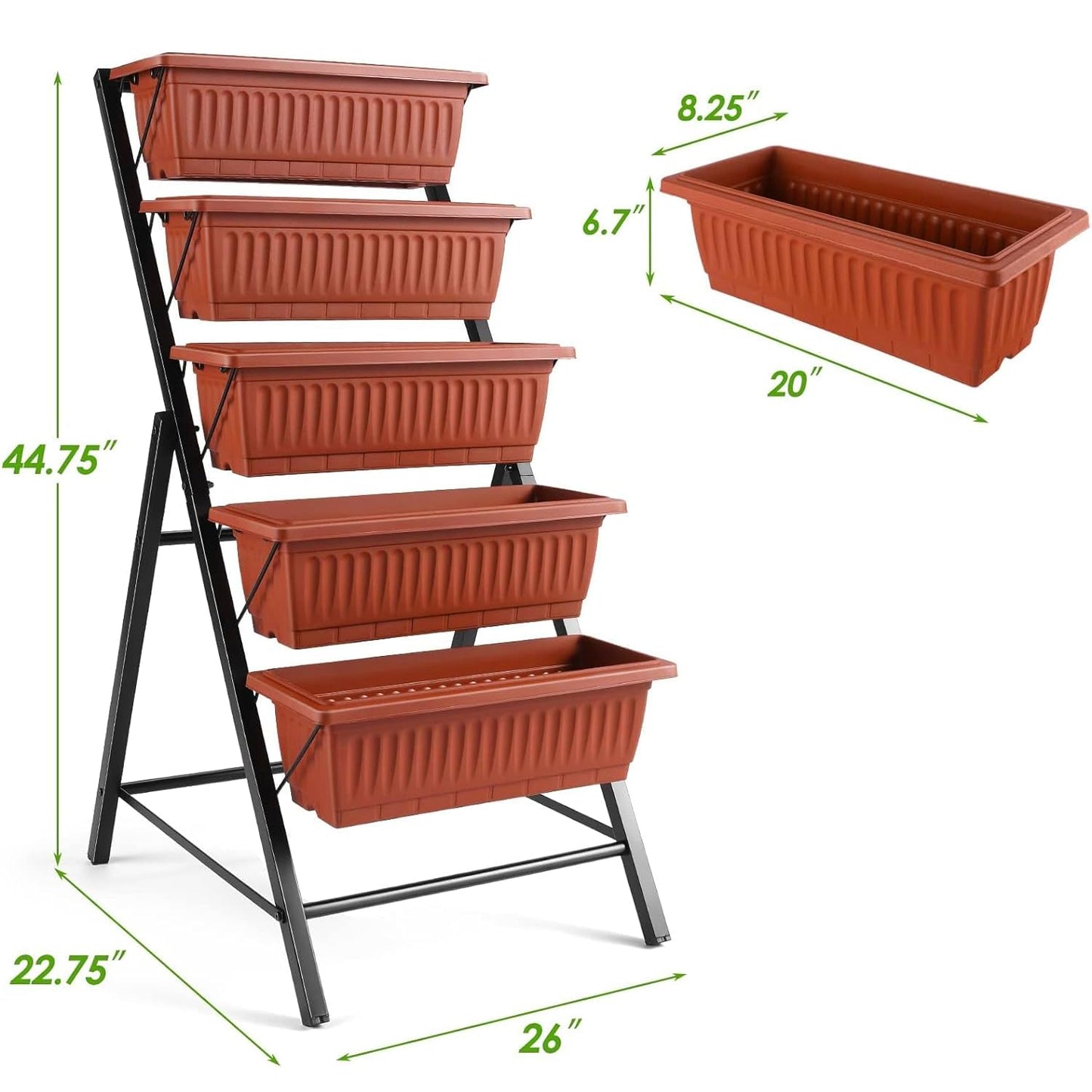 SEJOV 4FT Vertical Raised Garden Bed, 5 Tiers Planter Box with Drainage System for Herb Vegetables Flowers, Elevated Garden Bed Perfect for Patio Balcony Greenhouse Outdoor and Indoor Garden Planters