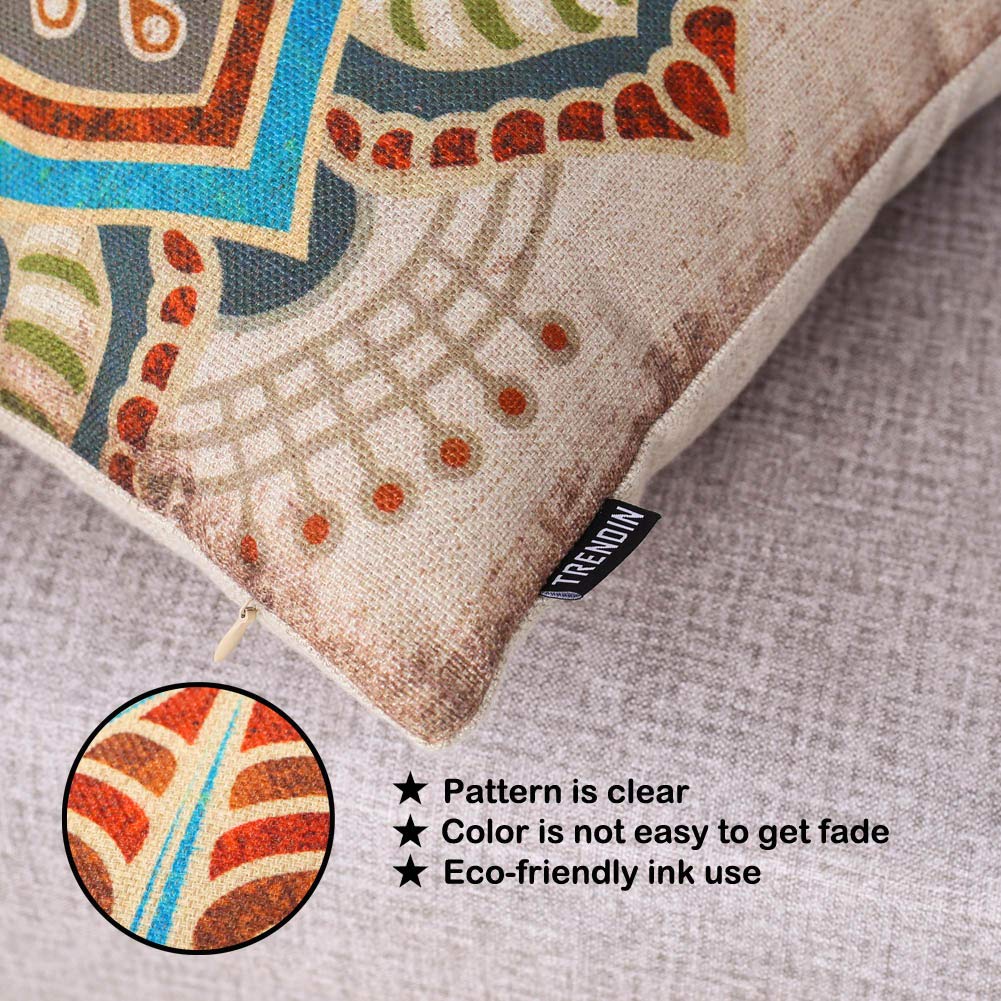 TRENDIN Christmas Couch Pillow Cover 20x12 inch, Blue Lumbar Throw Pillowcase, Home Chair Office Winter Decorations Linen Cushion Cover for Sofa Couch PL704TR