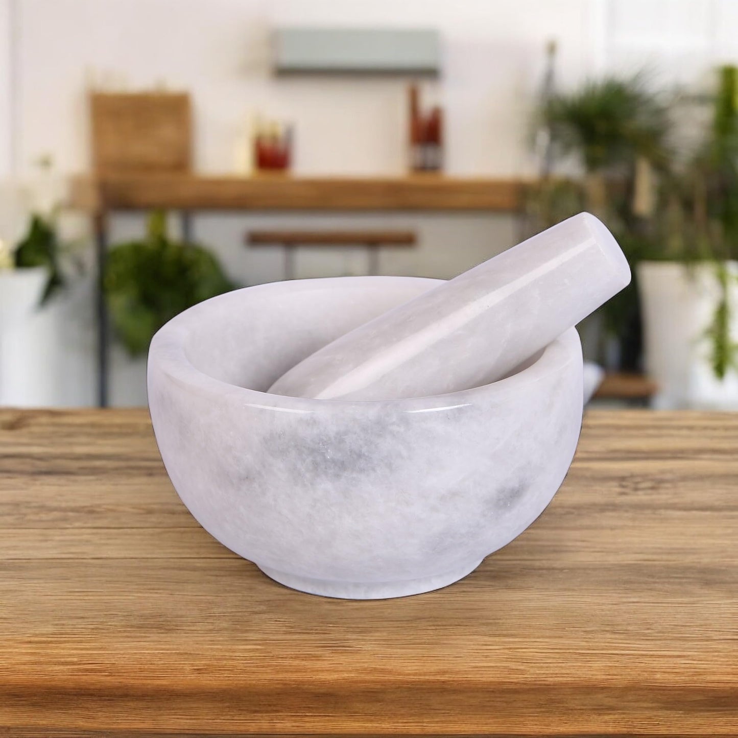 Exquisite Marble Mortar and Pestle Set - Your Ultimate Kitchen Essential for Grinding Spices, Making Guacamole, Salsa, Pesto, and Crushing Pills (White, Bowl Shape (5"))