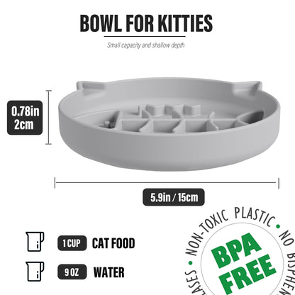 Slowpaw Silicone Cat Slow Feeder,Slow Feeder Cat Bowl Wet Food with Suction Cups，Puzzle Feeder Cat,Cat Interactive Toys,Effectively Reduce Overeating in Kitty (Gray, 1 Cup)