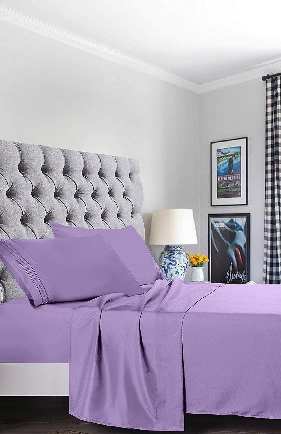 Elegant Comfort 1500 Premier Luxury Hotel Quality Super Soft Wrinkle Free and Fade Resistant 4-Piece Bed Sheet Set, Twin/Twin XL, Lilac