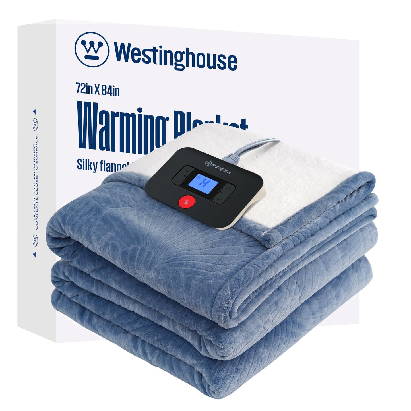 Westinghouse Heated Throw Blanket, Flower Jacquard Electric Blanket Throw with 6 Heating Levels and 2-10 Hours Auto-Off, Flannel to Sherpa Super Cozy Heated Blanket, Machine Washable (50" x 60" Beige)