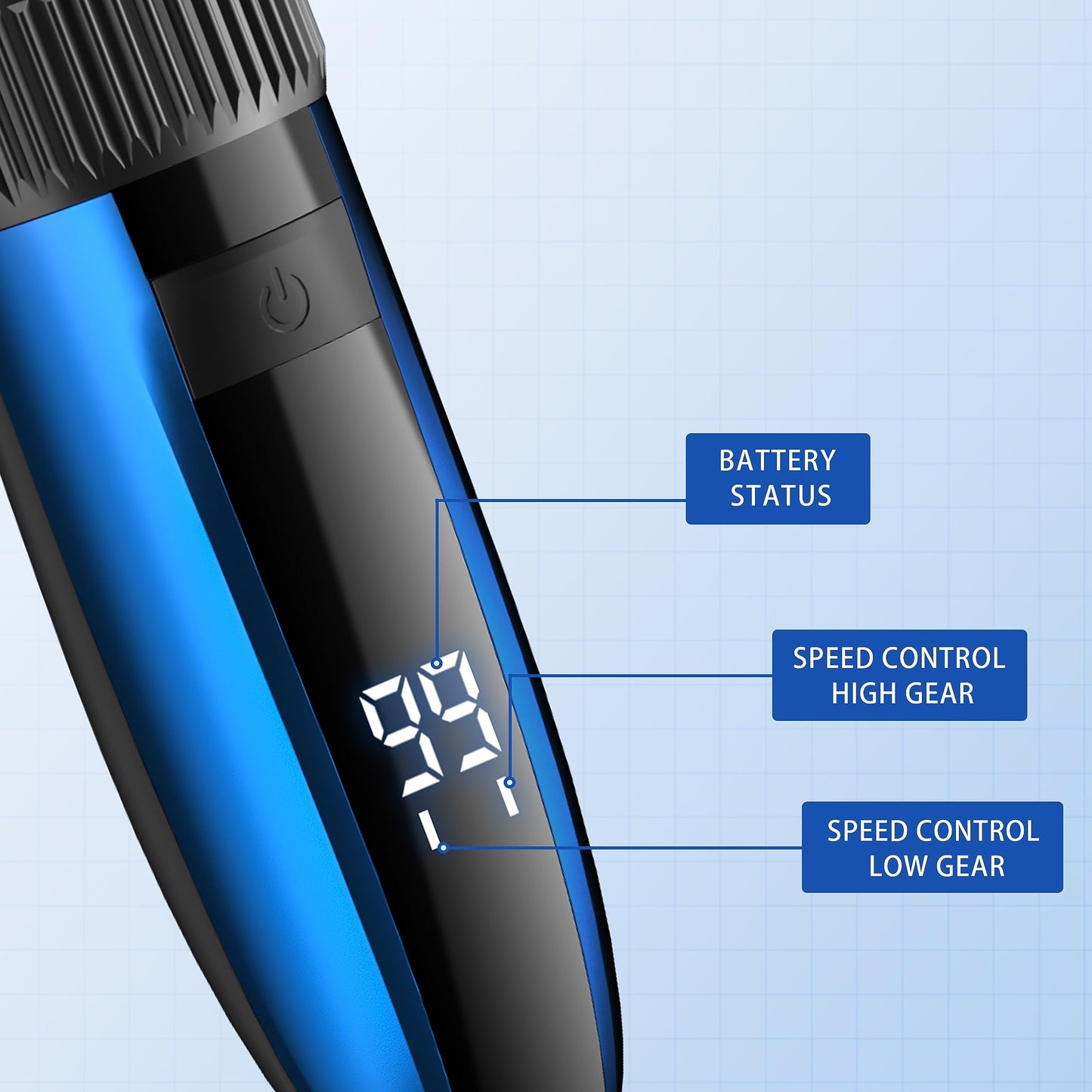 BarberBoss Cordless Self-Sharpening Beard & Hair Trimmer - Waterproof with Ceramic Blades, LED Display, Fast Charging, and 8 Color Comb Attachments QR-2082