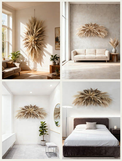 NTLPAMPA Large Boho Decor Pampas Grass Wall Decor (35~50inch) - Natural Dried Flower All-in-One Kit ,Easy Install, Perfect Decor for Living Room、Wedding Arch、Entryway、Party Decor