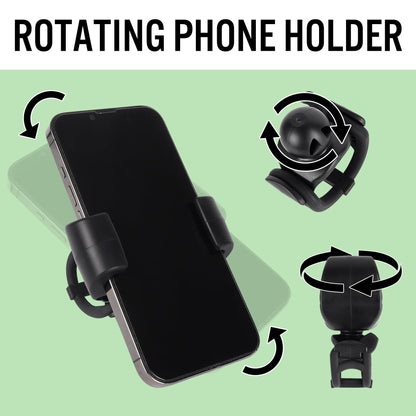 Black Harp Golf Push Cart Phone Holder - Silicone Phone Mount Compatible with Clicgear, Sun Mountain, Caddytek, Rovic, Caddy, Bag Boy & More- Golf Push Cart Accessories for Cell Phones