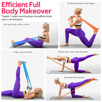 Resistance Bands for Working Out, Exercise Bands for Physical Therapy, Stretch, Recovery, Pilates, Rehab, Strength Training and Yoga Starter Set