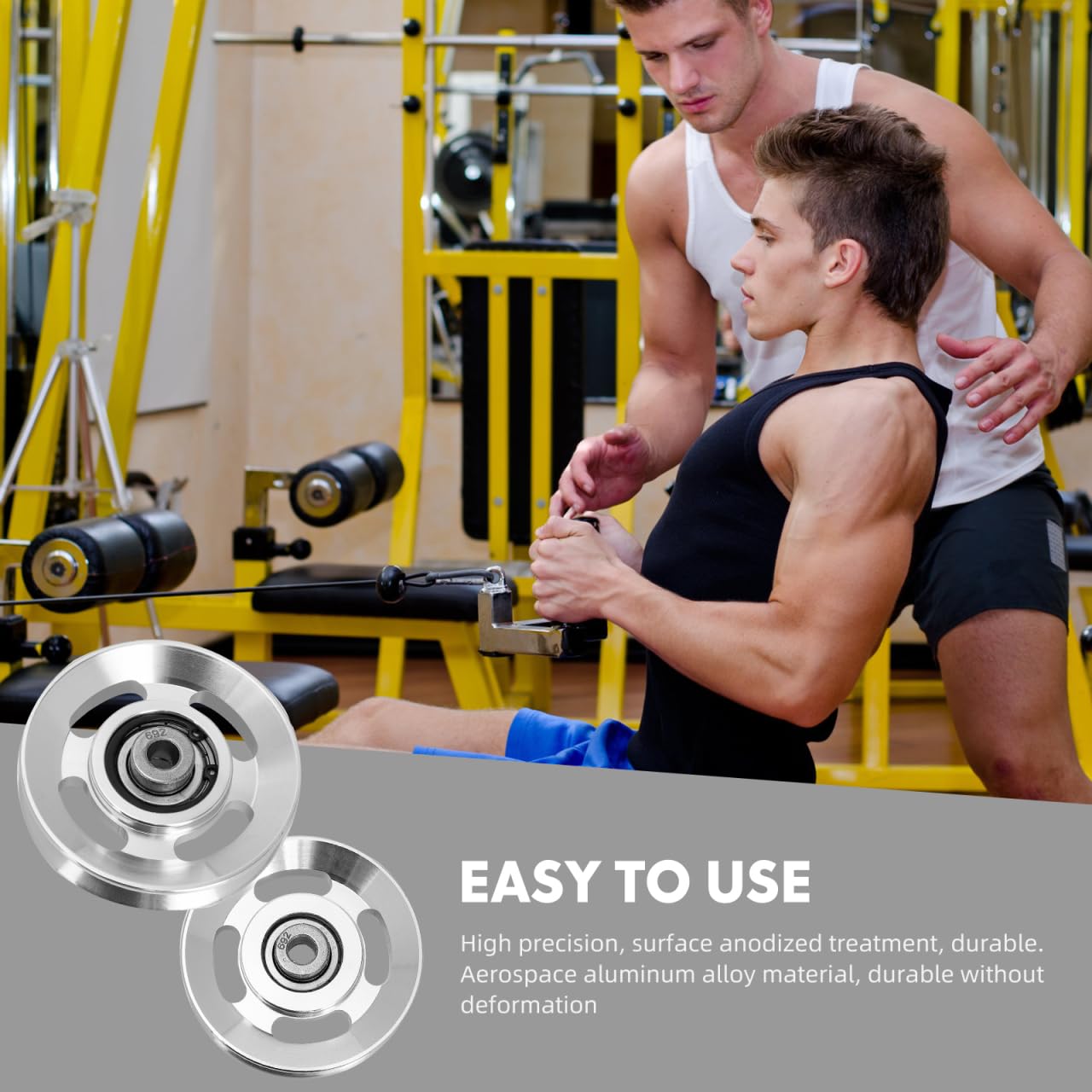 ULTECHNOVO 2-Pack 3.46" Aluminum Alloy Cable Pulley Wheels, Deep-Groove Quiet Bearings for Smooth Home Gym Machine Replacement, Fits LAT Pulldown, Triceps Pushdown & Cable Crossover
