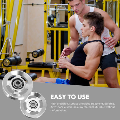 ULTECHNOVO 2-Pack 3.46" Aluminum Alloy Cable Pulley Wheels, Deep-Groove Quiet Bearings for Smooth Home Gym Machine Replacement, Fits LAT Pulldown, Triceps Pushdown & Cable Crossover