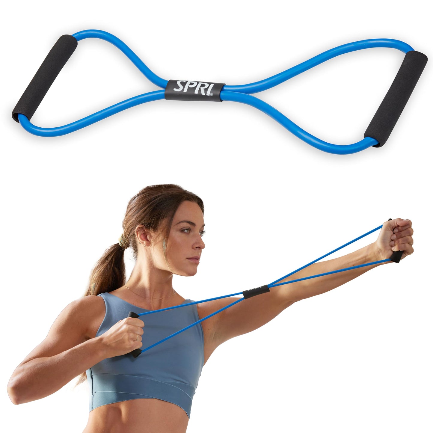 SPRI Ultra Toner Figure 8 Resistance Band with Padded Handles Great for Stretch, Exercise, Fitness Training, Yoga, Resistance Weights, Therapy, Gym or Home Workout Equipment.