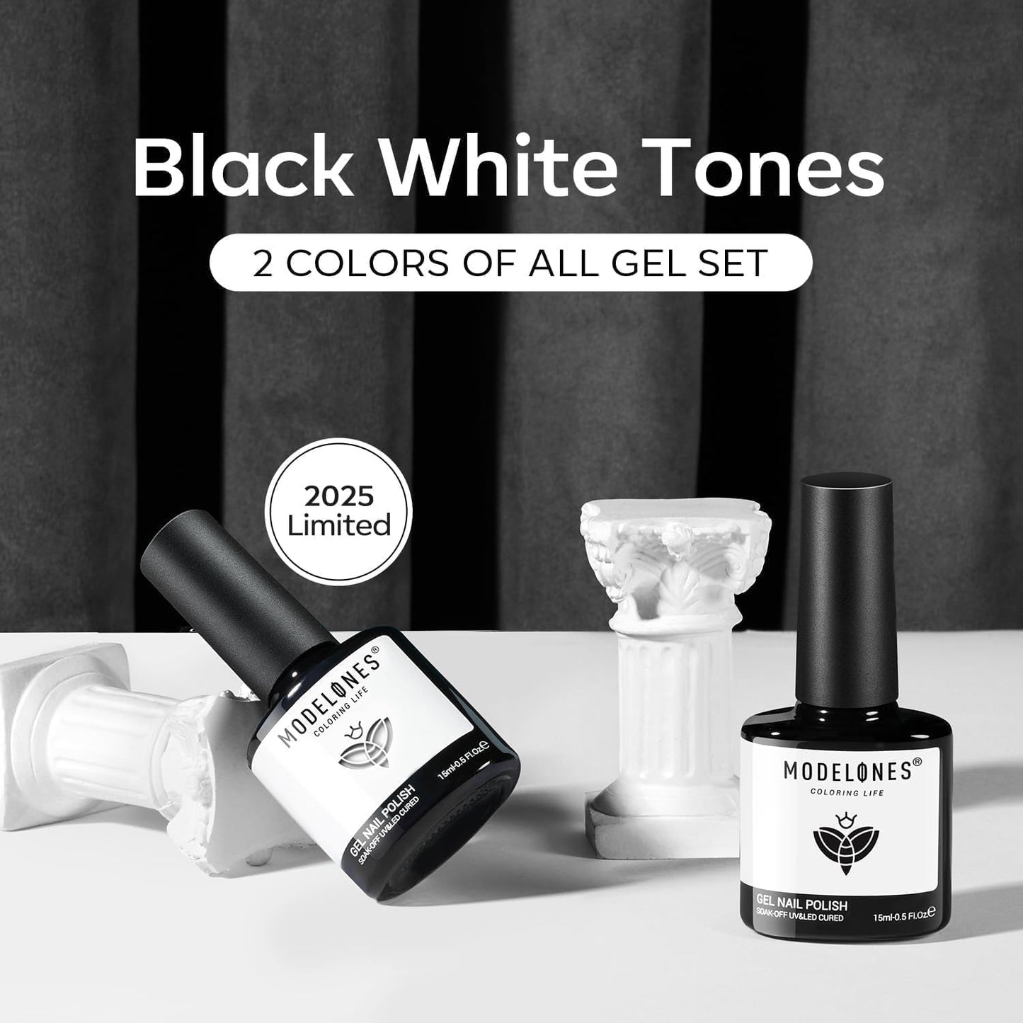modelones Gel Nail Polish Set 2 Pcs 15ml French Manicure Kit White Nude Pink Jelly Sheer Gel Polish Soak Off UV LED Classic French Tip Gel Polish Natural Nail Art DIY Gift for Women