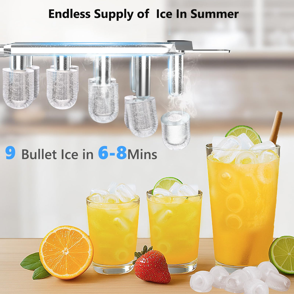 Electactic Water Dispenser with Ice Maker Function, Top Loading Hot and Cold Water Cooler for 5 Gallon Bottle - Includes Child Safety Lock - Water Machine for Home, Office, Garage - Black