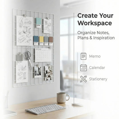 Kaforise Wire Wall Grid Panel, Multifunction Painted Photo Hanging Display and Wall Storage Organizer, Pack of 2, Size 25.6" x 17.7" White
