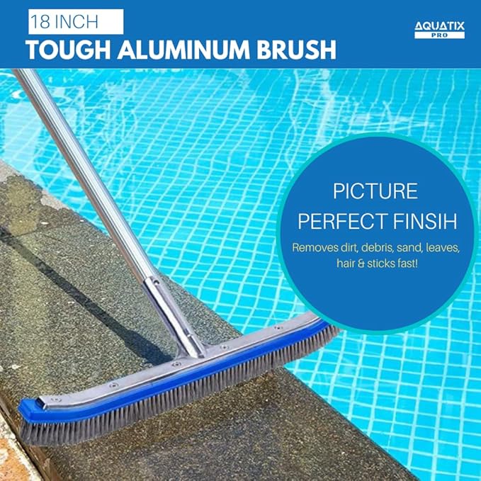 Aquatix Pro Pool Brush Head, Stainless Steel Bristles, Reinforced Aluminum Back