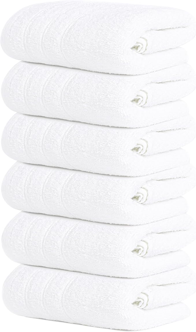 Tens Towels Pack of 6 Hand Towels, 100% Cotton, Lighter Weight, Quick to Dry