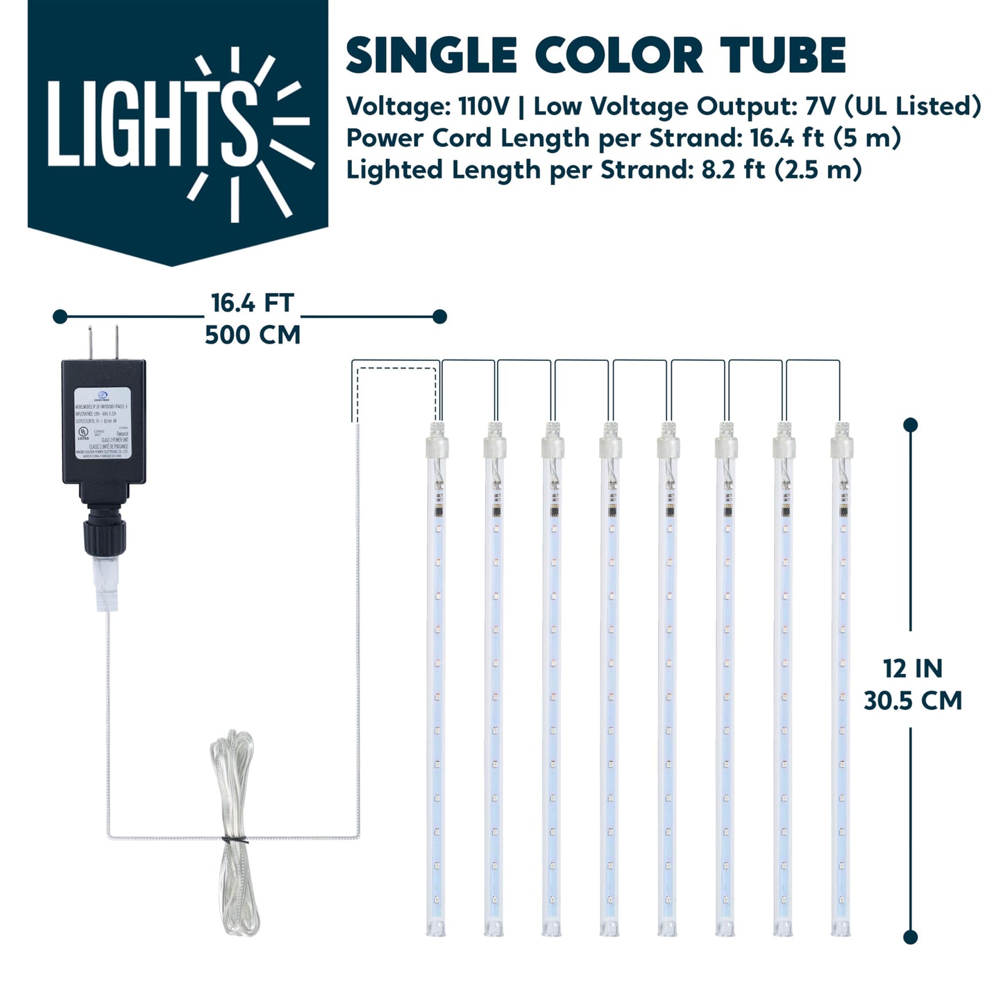 JOYIN Christmas Lights Outdoor,8 Tubes Meteor Shower Lights White,192 LEDs, Snowfall Icicle Cascading Rain Light for Christmas Tree Decorations, Wedding Party Holiday Decor