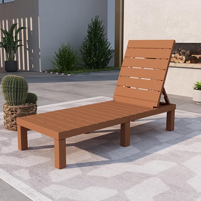 DIMAR GARDEN Outdoor Chaise Lounge, Resin Pool Lounge Chair Waterproof Recliner