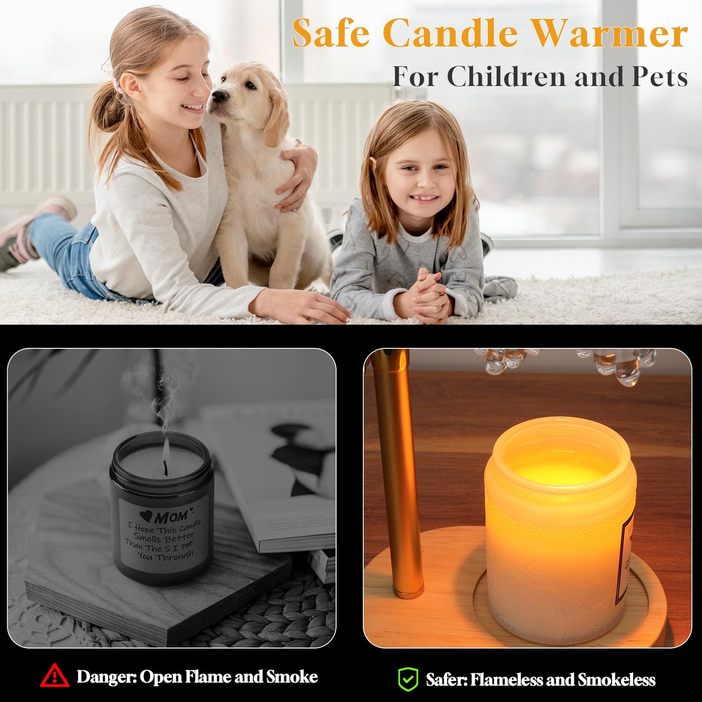 HUAEU Candle Warmer Lamp with Timer, Dimmable Candle Lamp Adjustable Height, Birthday Gifts for Mom Women, House Warming Gifts New Home Decor