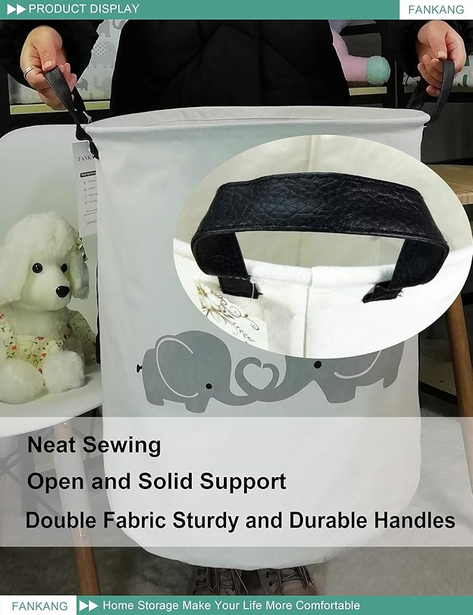 FANKANG Storage Basket, Nursery Hamper Canvas Laundry Basket Foldable