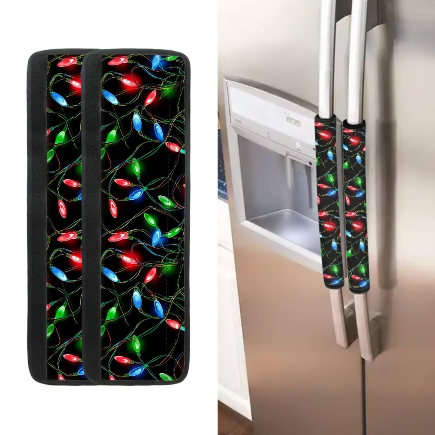Yatixapu Refrigerator Door Handle Covers Pack of 6, Christmas Lights Washable Antiskid Protector for Fridge Oven Dishwasher, Keep Your Kitchen Appliance Clean from Smudges Food Stains