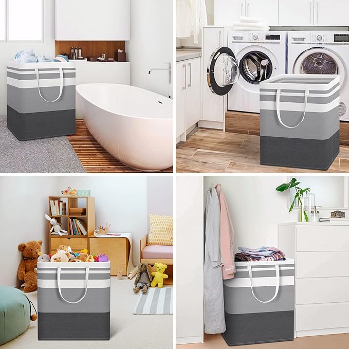 HomeHacks 3-Pack Large Laundry Basket, Waterproof, Freestanding Laundry Hamper