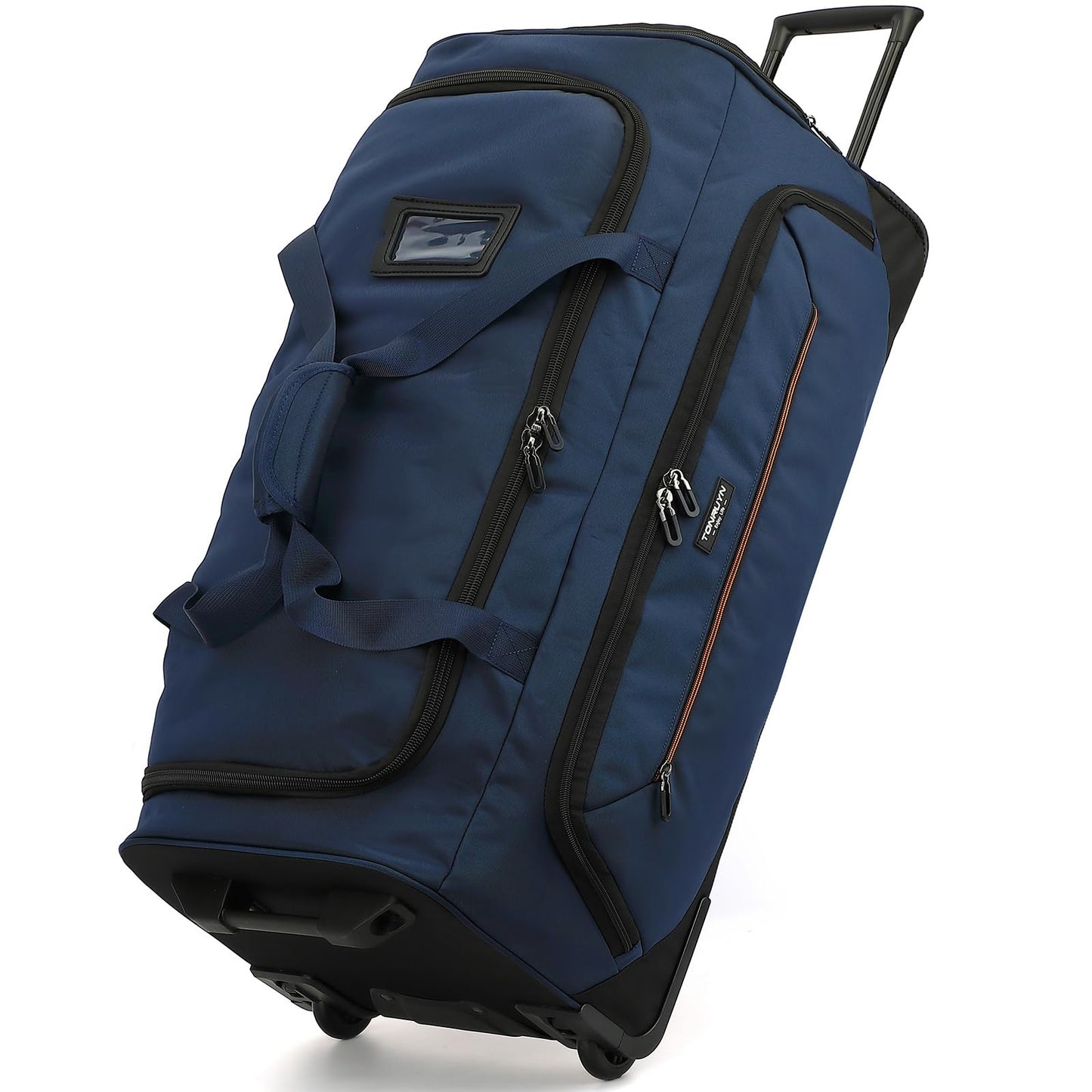 TONRUYN Large Rolling Duffle Bag with Wheels and Handle 85L 29 inch Travel Duffel Bag for Men Women with Shoe Compartment & Wet Pocket, 2 Wheeled Checked Luggage for Business Travel Long Trips, Blue