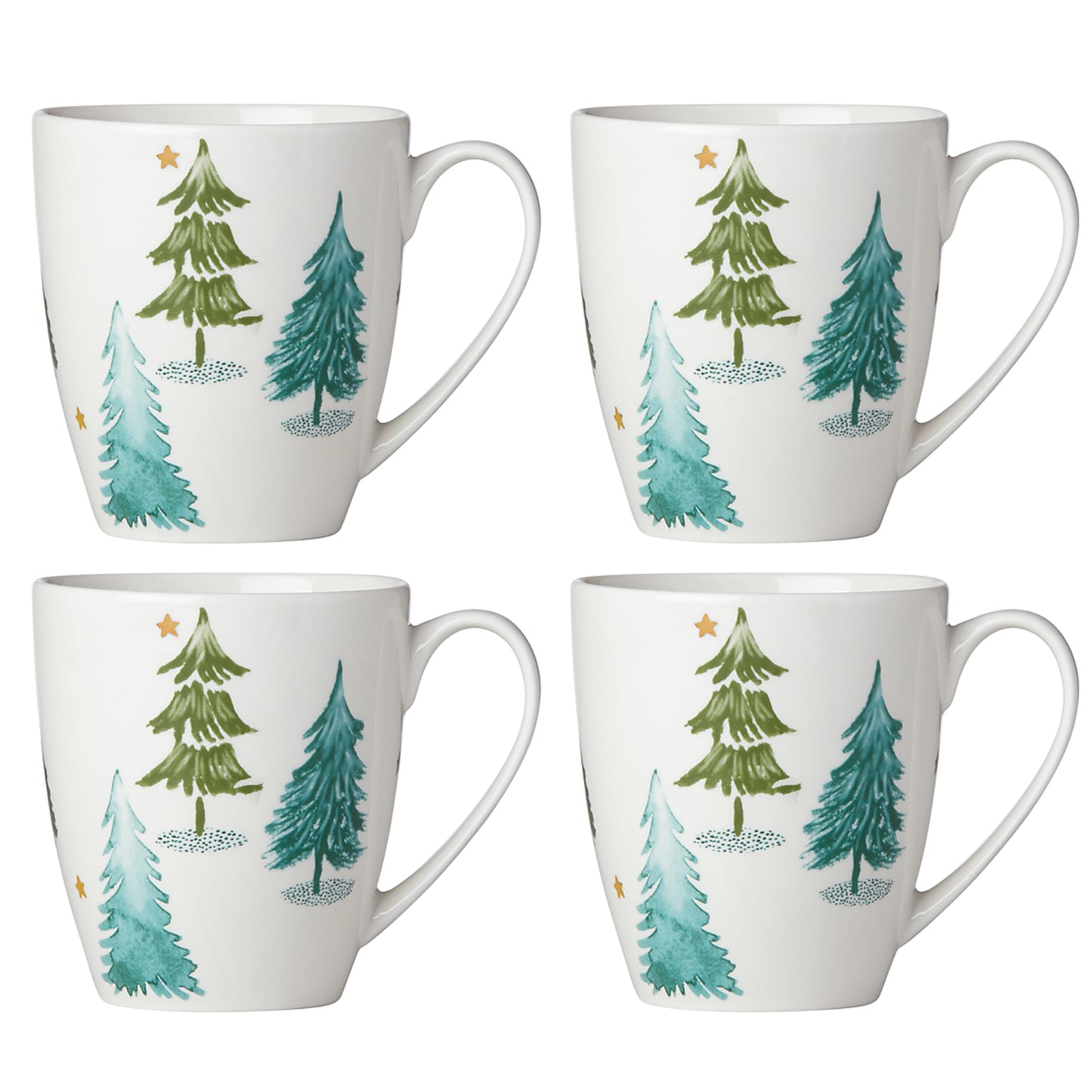 Lenox 880069 Balsam Lane 4-Piece Mug Set, Christmas Drinkware, Holiday Hosting