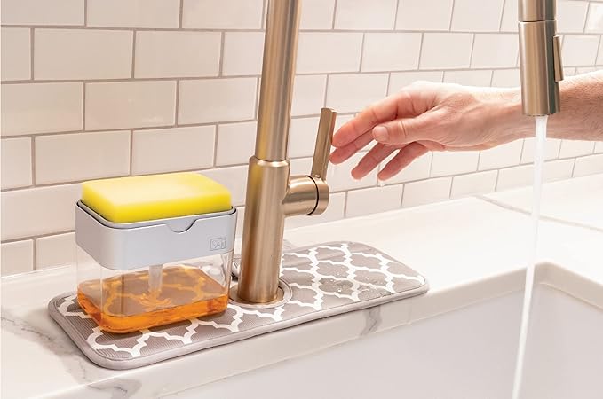 S&T INC. Microfiber Kitchen Faucet Sink Mat Drip and Splash Catcher