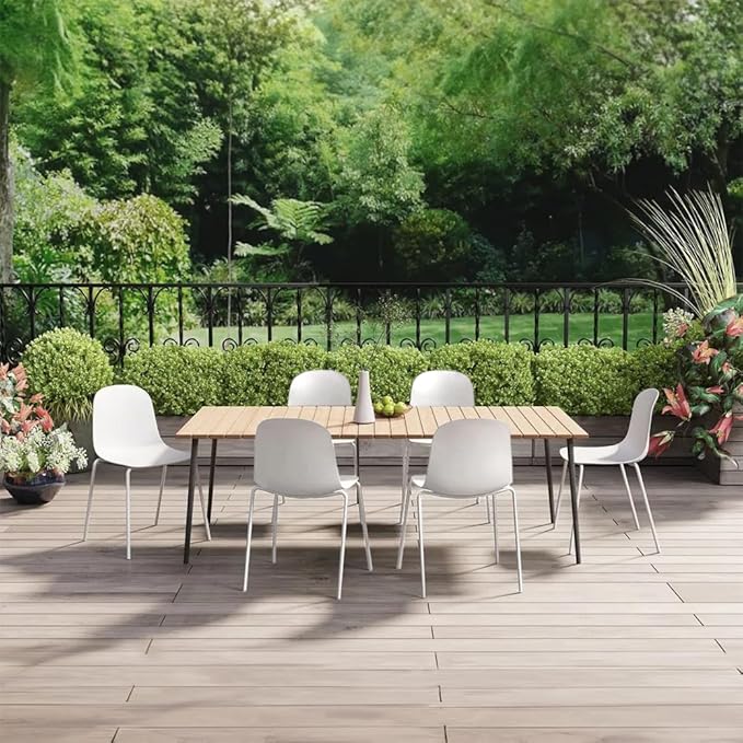 2xhome Modern Stackable Armless Dining Chair | Plastic Shell Seat with Metal Legs | Indoor or Outdoor Use | Home Kitchen Patio (4, White, No Padding)