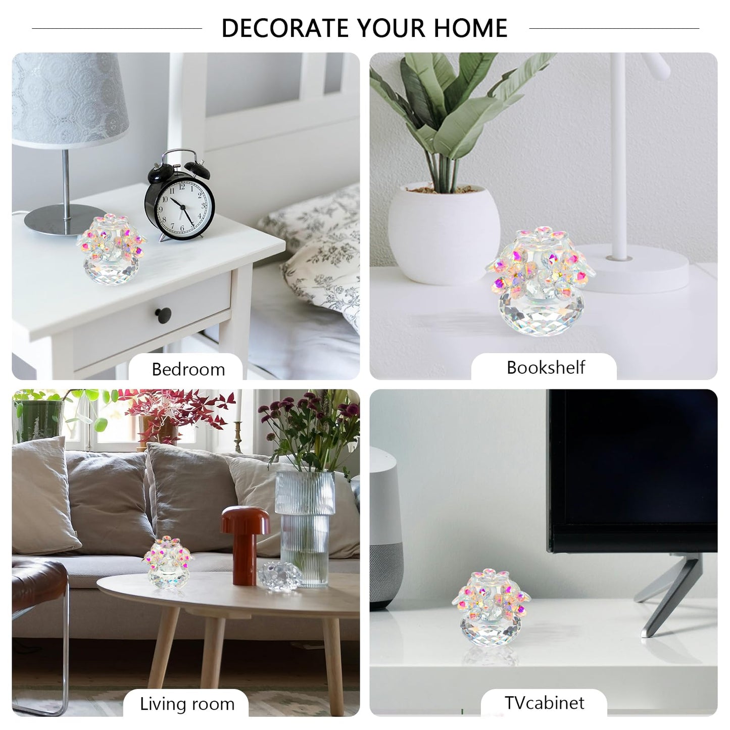 RONGK Kristo Crystal Cherry Blossom Figurine Glass Flower Bouquet Collectibles Decor for Wedding Anniversary Tabletop Centerpieces
