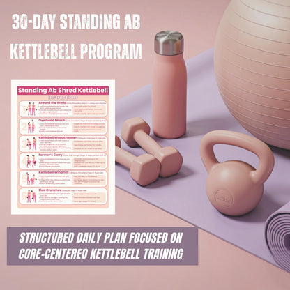 Auroscent 30-Day Standing Ab Kettlebell Workout Plan – Core Training Program, Exercise Charts, No Floor Ab Routine for Home Gym, Step-by-Step Guides + Workout Schedule