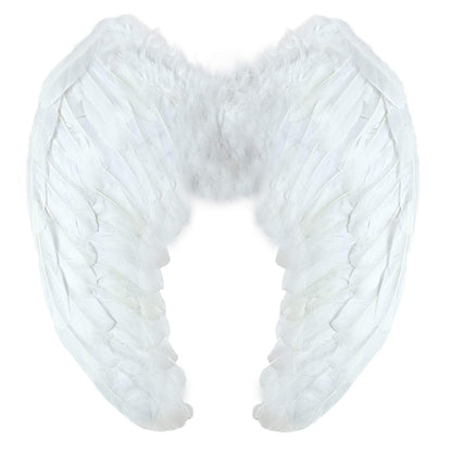 Yummy Bee Angel Fairy Wings Costume Fancy Dress Large 60 x 40 Black White Red Deluxe Real Feathers (White)