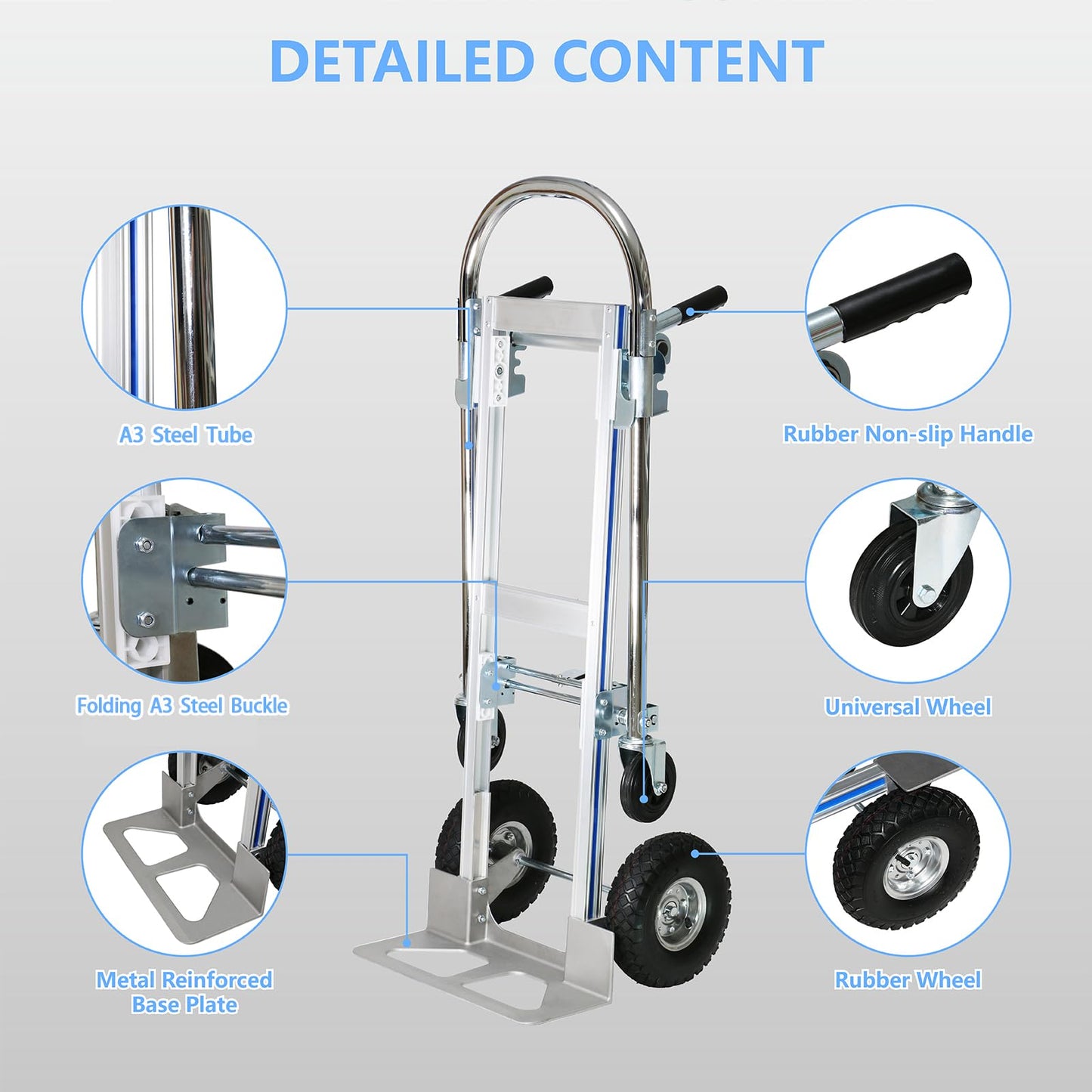 Heavy Duty Convertible Hand Truck, 2 in 1 Folding Dolly 800 LBS Capacity Industrial Platform Cart Collapsible Truck for Transport & Moving in Warehouse, Home, Supermarket