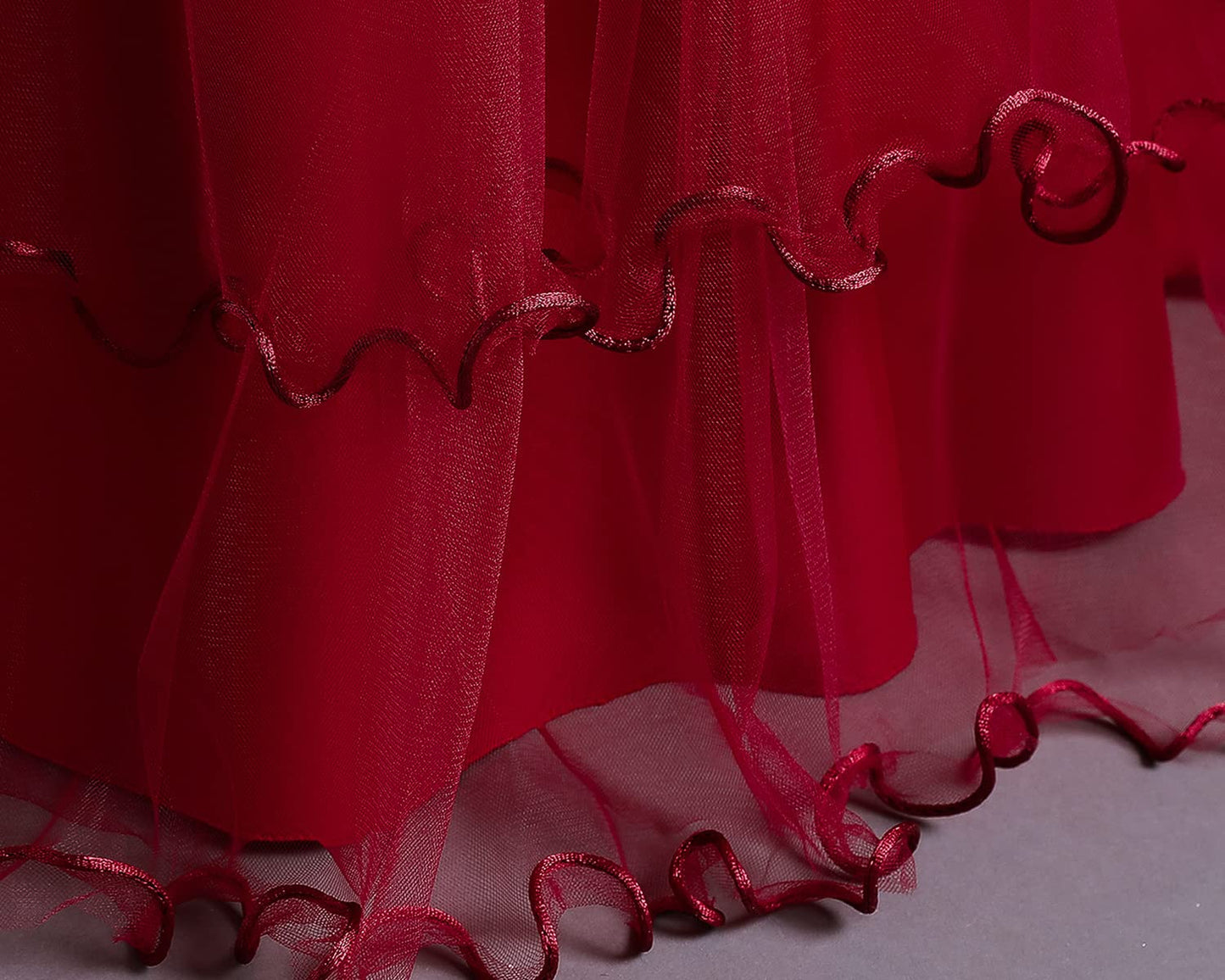 TTYAOVO Girls Applique Prom Gowns Luxury Wedding Birthday Party Princess Long Dresses Size(160) 11-12 Years Red