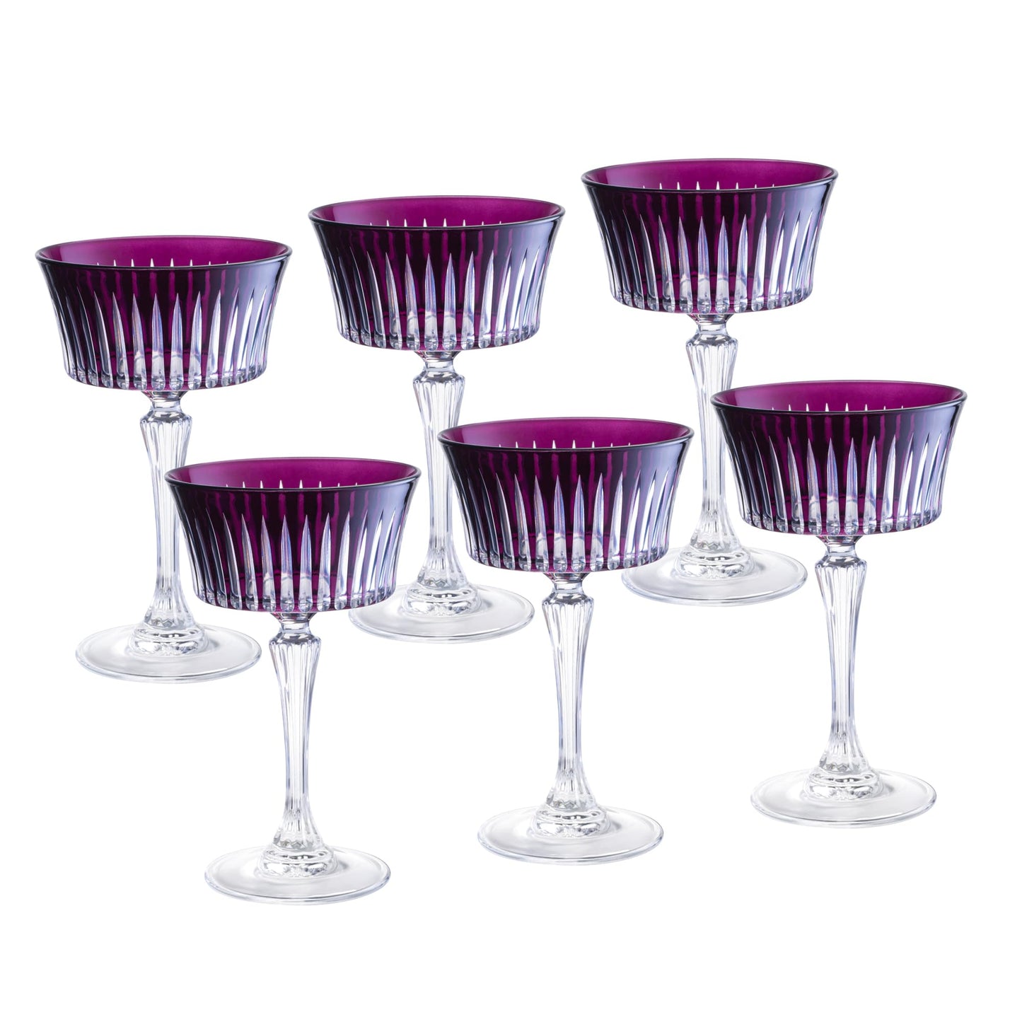 Barski Colored Champagne Coupe Glasses - Amethyst Cocktail Coupe Glass, Stemmed Martini Glassware, Can be used for Dessert, Ice Cream - Amethyst - Set of 6 - Gift Ready - 8.7 oz., Made in Europe