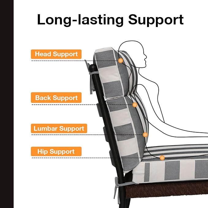 Unimatta Outdoor High Back Chair Cushion Seat Pads, 44 x 21 Inch