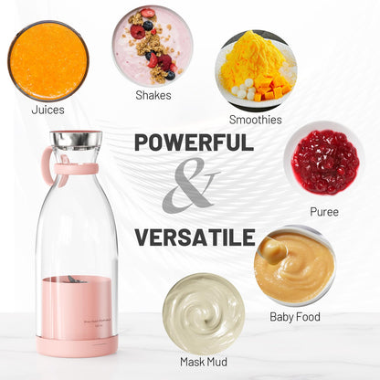 OTPEIR Portable Blender for Shakes and Smoothies with 11.83 Oz Travel Cup and Lid,Durable Stainless Steel Blades for Juice Blending Performance, Pink