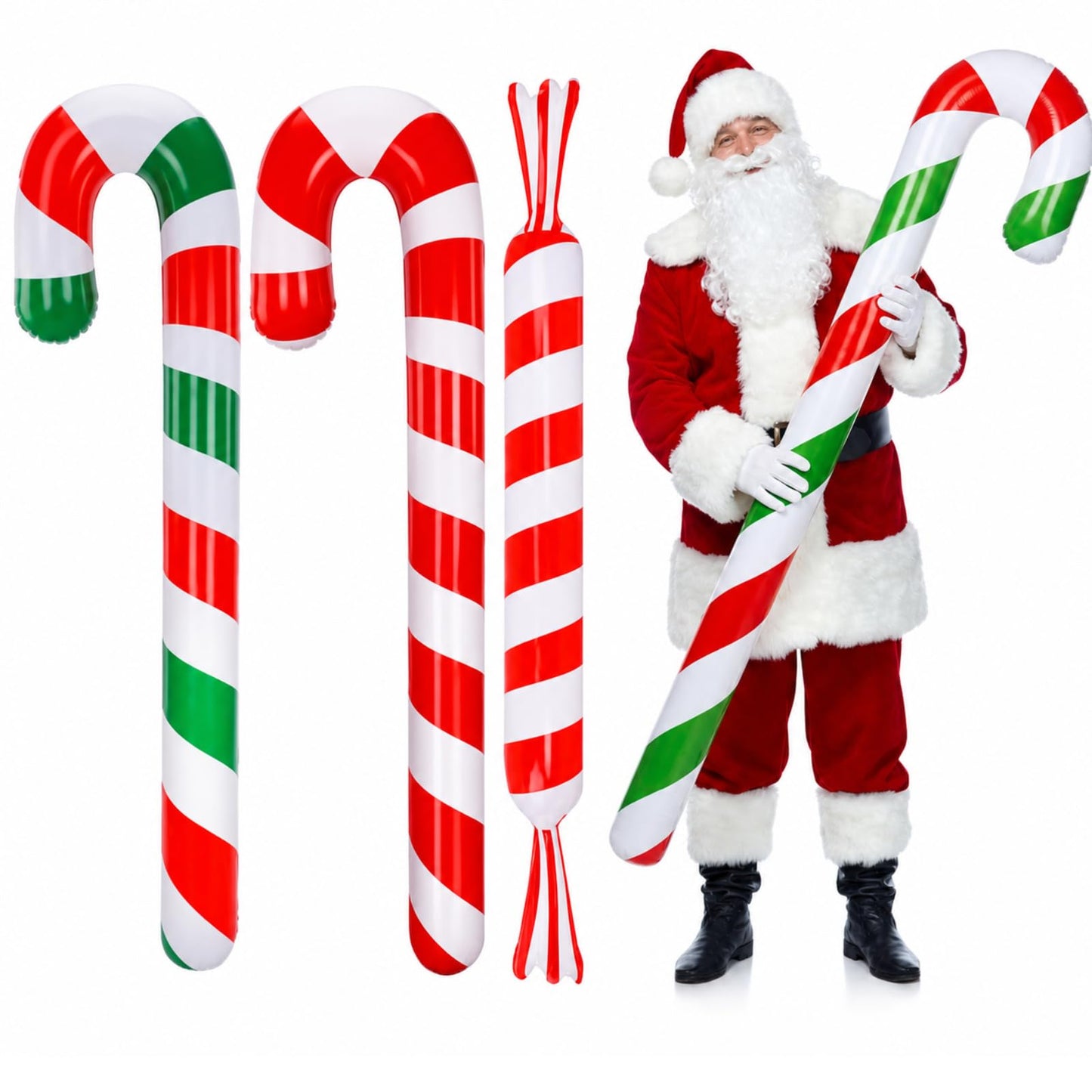Rotatingpals 6 Pcs 6.17 ft Christmas Pool Floats Inflatable Candy Canes Jumbo Christmas in July Decorations Large Inflatable Pool Noodle Blow up Candy Cane Balloons for Xmas Ornaments Yard Garden Lawn