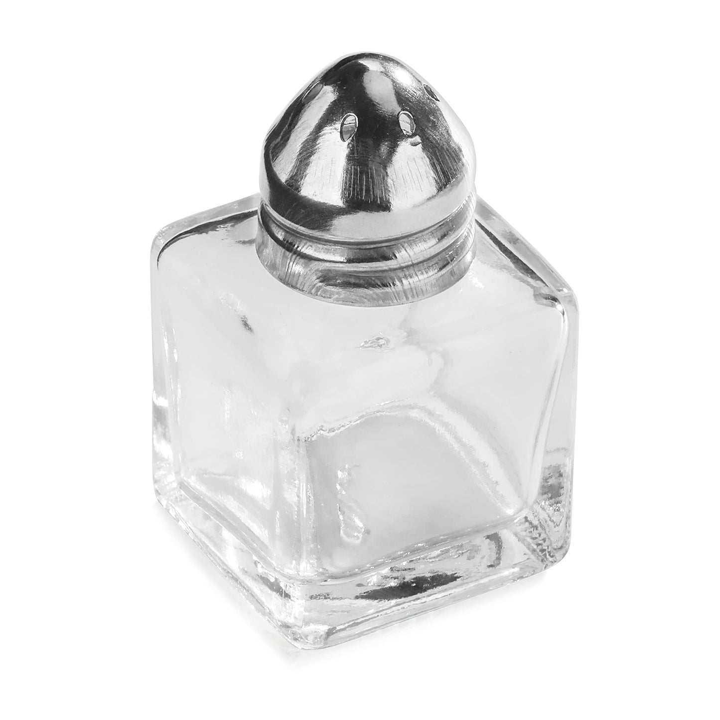 New Star Foodservice Glass Cube Mini Salt and Pepper Shaker with Stainless Steel Top, 0.5-Ounce, Set of 48