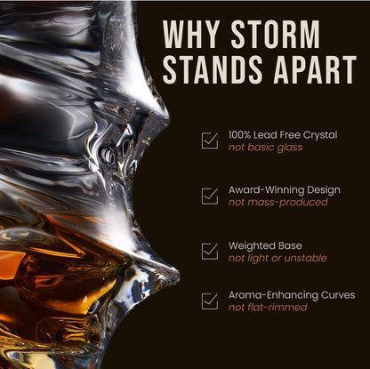 TSUKIGLASS Storm Japanese Crystal Whisky Glasses – 100% Ultra Clarity Lead-Free Crystal – Set of 2 Premium 10oz Old Fashioned Tumblers for Bourbon, Scotch & Cocktails (Small, 2, Count)