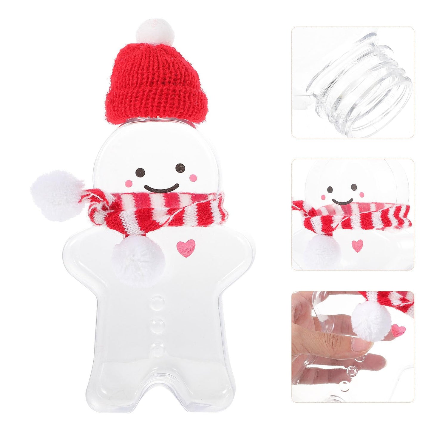ARTIBETTER Gingerbread Plastic Juice Bottles, Empty Christmas Milk Beverage Bottle Gingerbread Man Cookies Jar Drink Containers Water Bottles Xmas Clear Candy Jar 3 Sets