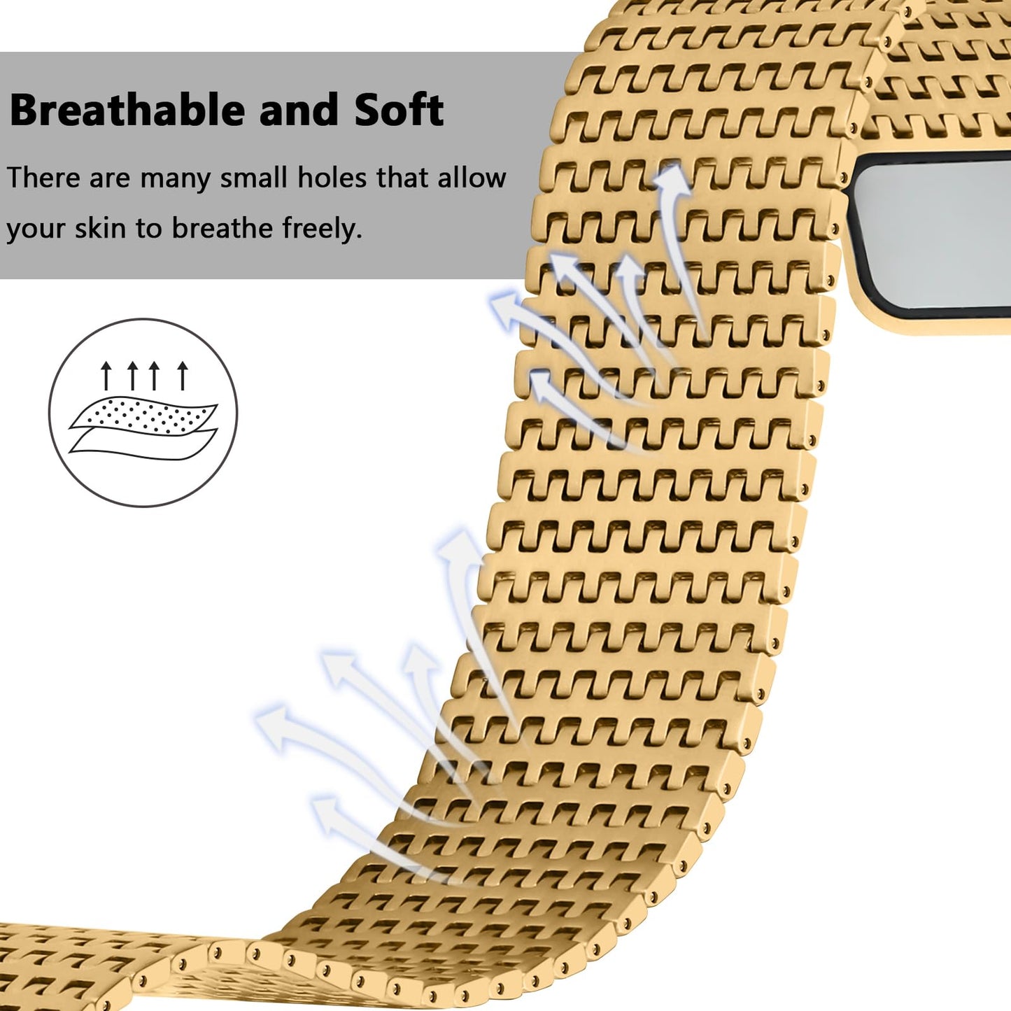 Anlinser Compatible with Apple Watch Strap 49mm 46mm 45mm 44mm 42mm, Magnetic Straps Stainless Steel Metal Band Designed for Apple Watch Ultra 2/Ultra Series 10 9 8 7 6-1 SE(49mm/Ultra, Gold)