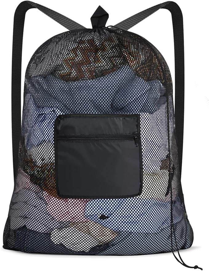 OTraki Mesh Laundry Bags 36 x 28 Inch Extra Large Travel Laundry Bag Backpack