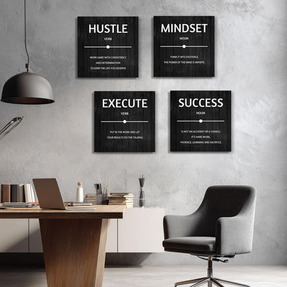 Halioyo Motivational Wall Decor Inspirational Office Quotes for Living Room Bedroom Canvas Posters Painting 4 Pieces Modern Wall Art Home Office Decor 12”X12”X4