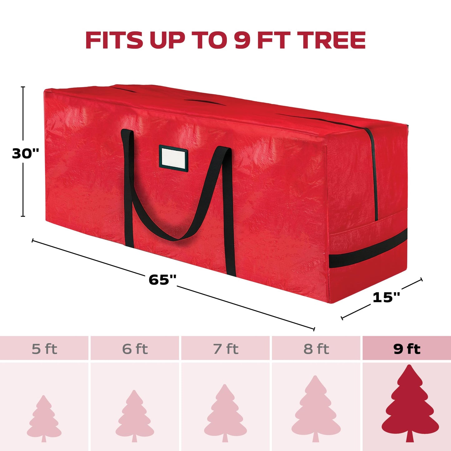 Large Christmas Tree Storage Bag – 9 Ft Artificial Christmas Tree Bag - Durable Heavy-Duty Waterproof Material with Strong Reinforced Handles, Full-Length Zipper for Easy Access, Xmas Tree Storage Box