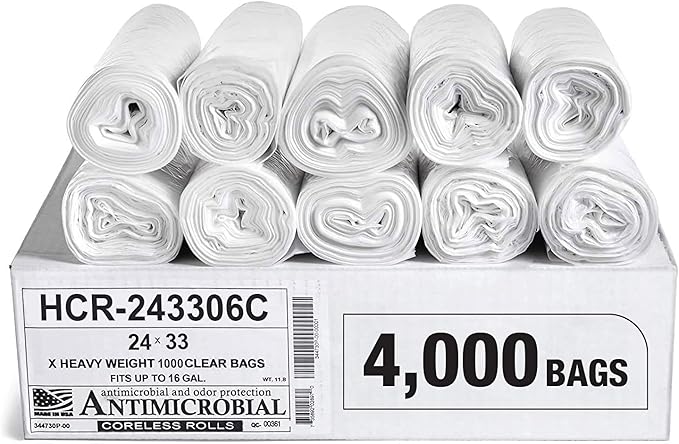 Aluf Plastics High Density Trash Bags, 16 Gallon, 6 Micron,