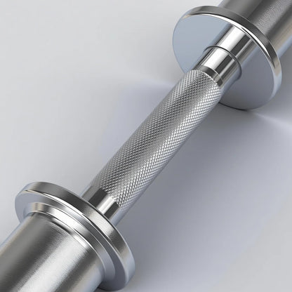 Pair of 16" Olympic Dumbbell Handles – Loadable Dumbbell Bars for 2" Olympic Weight Plates (150LBS Weight Capacity), Ideal for Home Gym Strength Training – Includes 2 Pairs of Spring Collars (Silver)