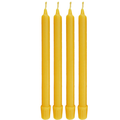 100% Pure Beeswax Candles (Set of 4) Organic Tapers - 8 Inches Tall, 3/4 Inch Diameter, Hand Made