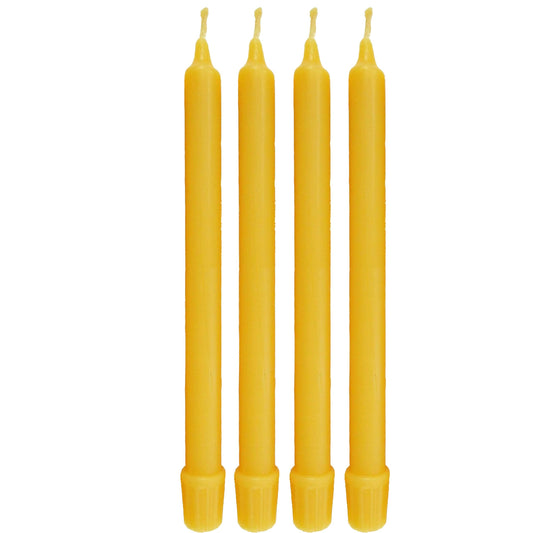 100% Pure Beeswax Candles (Set of 4) Organic Tapers - 8 Inches Tall, 3/4 Inch Diameter, Hand Made