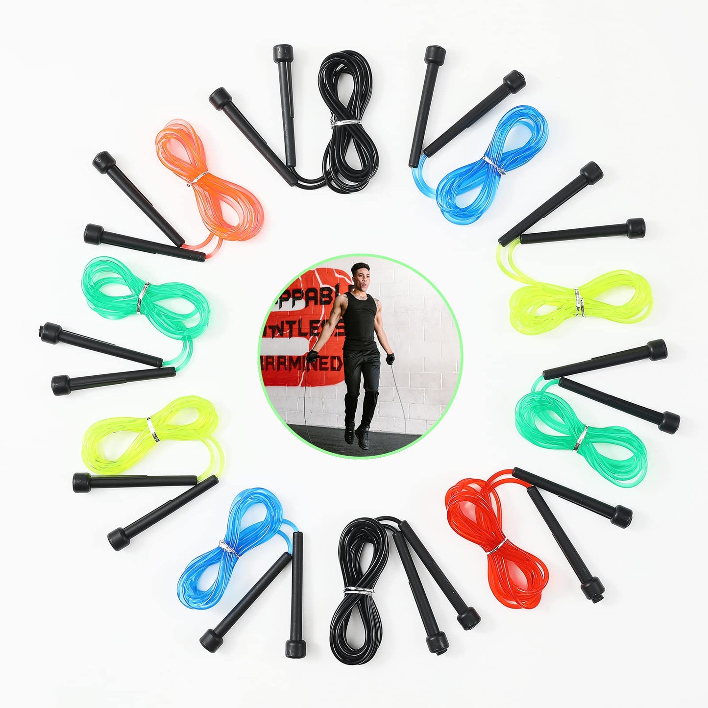 10 Pack PVC Jump Rope for Cardio Fitness - Versatile Adjustable Skipping Rope for Women Men Kids, Speed Jump Rope for Exercise,9 Feet